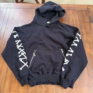 MNML Bones Zipper LS Hoodie Black Cotton Skeleton Spell Out Sewn Rib Mens Large